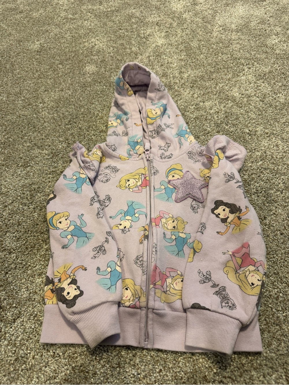 Disney Lavender Princess Zip-Up Hoodie with Glitter Star